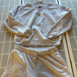 Heather gray 2 piece set gingerbread man. loungewear. Christmas women's Large